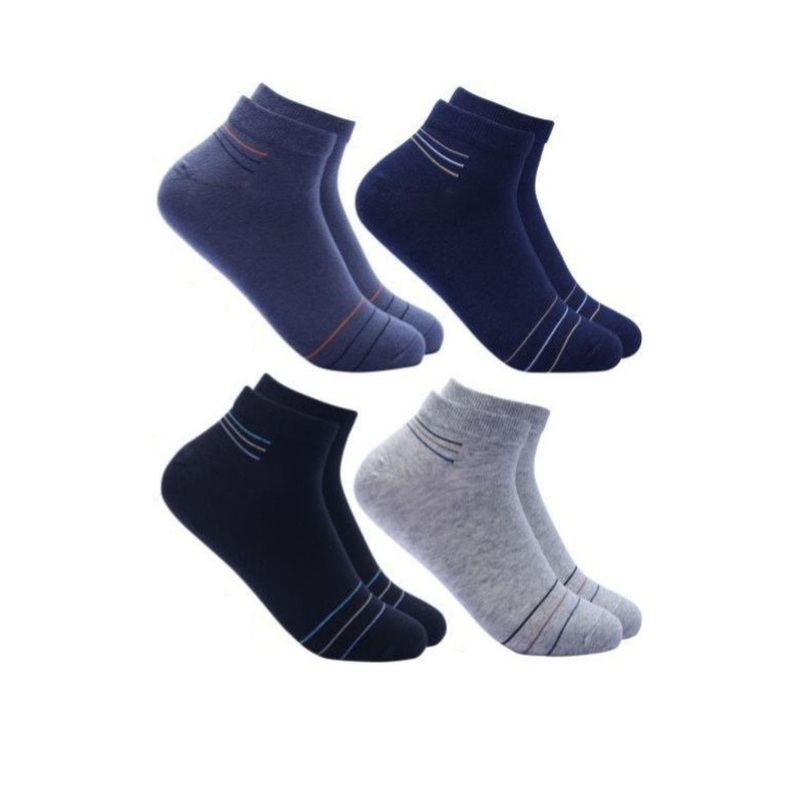 Akeeta Unisex Set Of 4 Striped Cotton Ankle Length Socks
