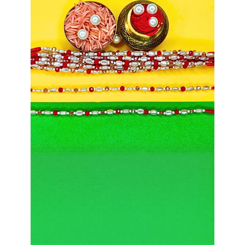 Anouk Set Of 12 Beaded Cotton Thread with AD Stones & Meenakari Designer Rakhi for Brother