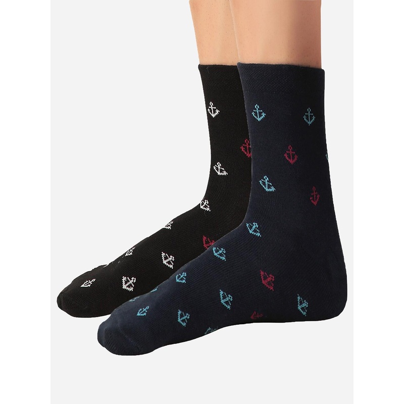 Bodycare Men Pack Of 2 Patterned Cotton Calf Length Socks