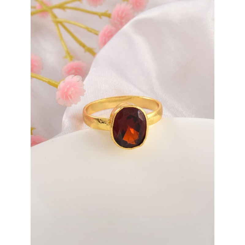 Brass Gold plated Reiki Fengshui Vastu Numerology Hessonite finger ring