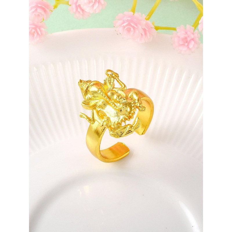 Brass Goldplated handmade Adjustable Ganesh Ganpati fingerring