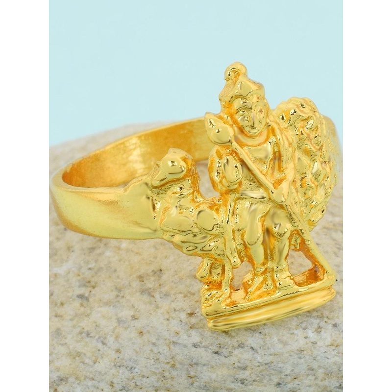 Brass Goldplated Saravana Kartikeya Lord Murugan finger ring