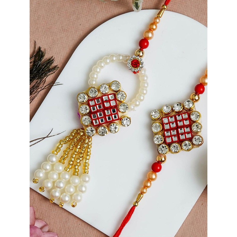 eCraftIndia Set Of 2 Thread Brother and Bhabhi Rakhi