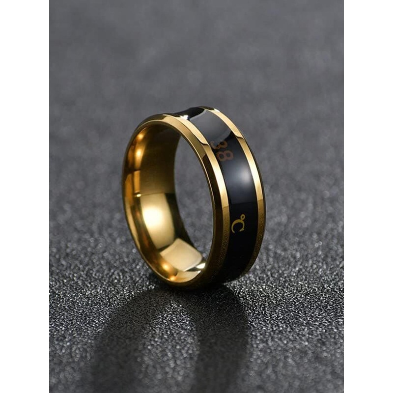 Fashion Frill Gold-Plated Smart Sensing Temperature Degree Celsius Display Changing Finger Ring