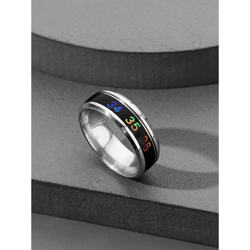 Fashion Frill Sliver-Plated Sensing Temperature Degree Celsius Display Changing Ring Band