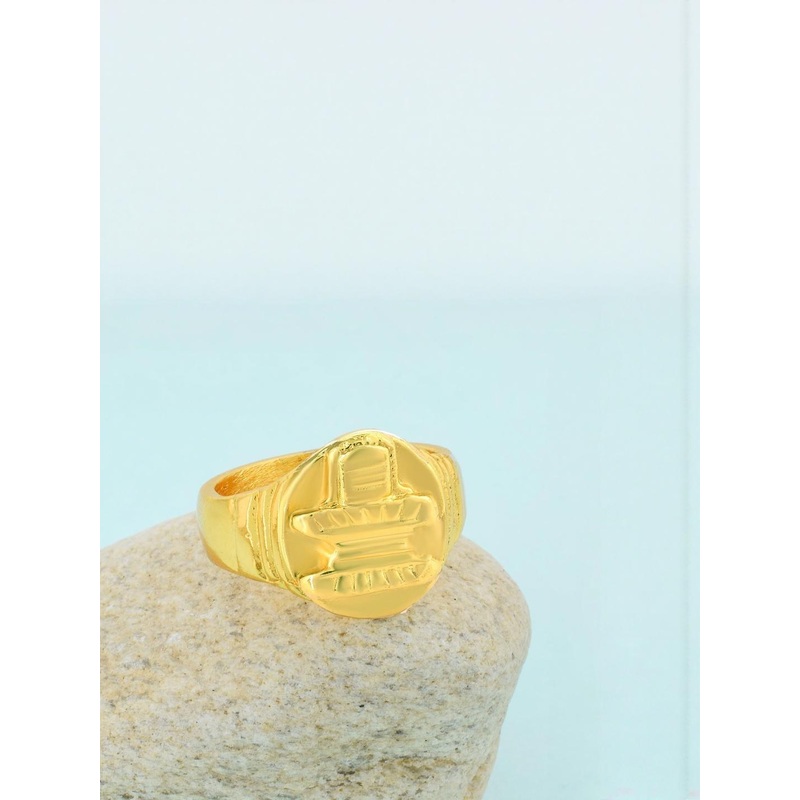 Goldplated Asht-Dhatu Shiva Lingam design Mahadev finger ring