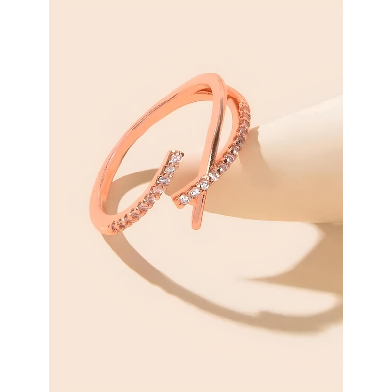 KARISHMA KREATIONS Rose Gold-Plated Stone Studded Adjustable Finger Ring