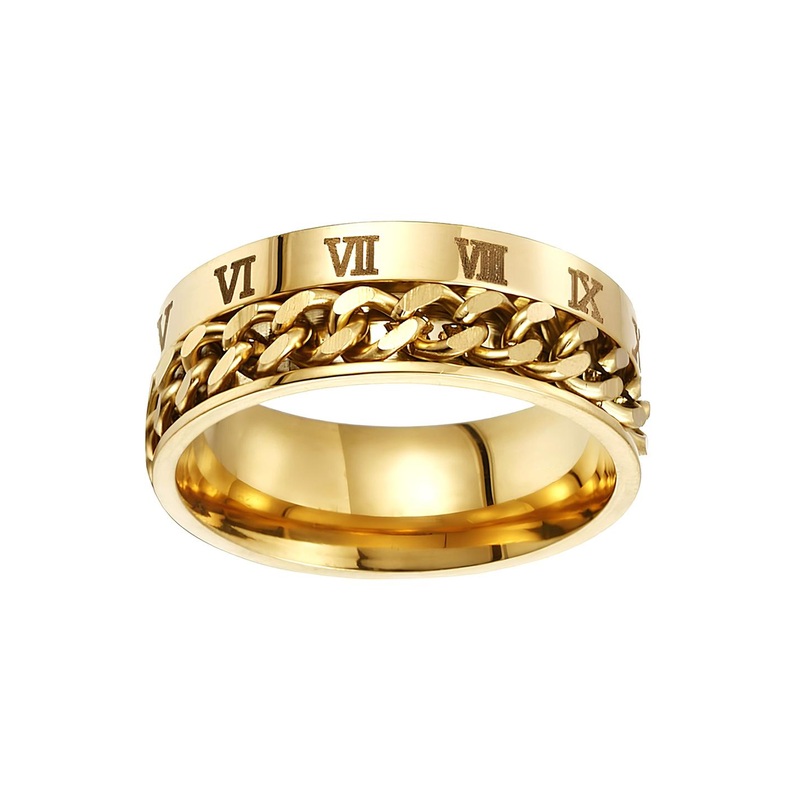 KARISHMA KREATIONS Unisex Gold-plated Roman Numerals Stainless Steel Band Ring