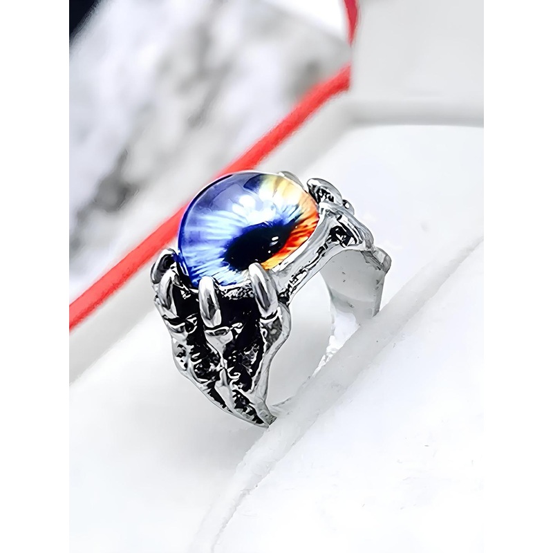 KARISHMA KREATIONS Unisex Stainless Steel Demon Evil Eye Adjustable Finger Ring