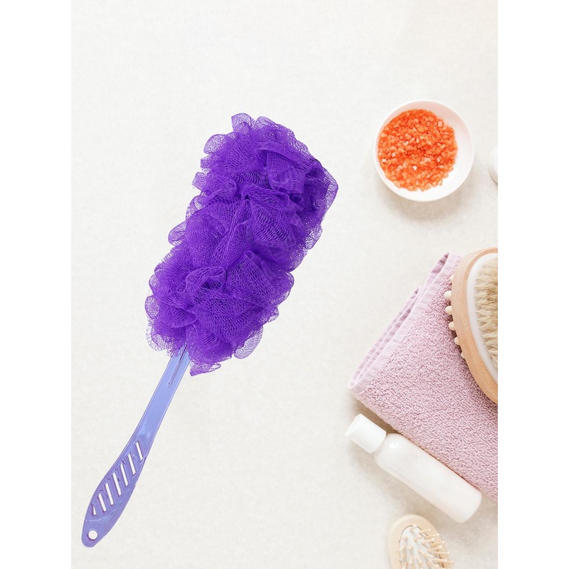 KAZARMAA Soft Bath Brush With Long Handle – Purple