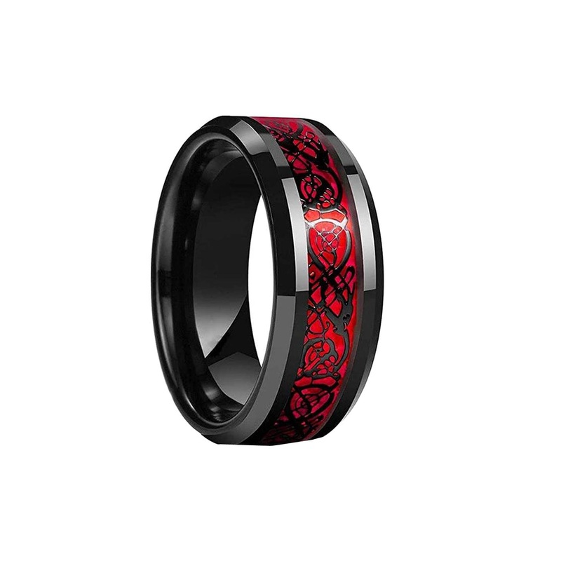 KRYSTALZ Men Titanium Dragon Carved Finger Ring