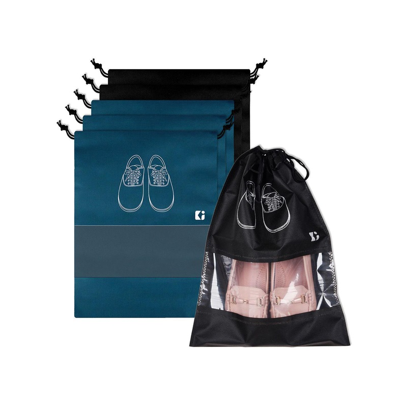 Kuber Industries Navy Blue & Black 6 Pieces Printed Non-Woven Shoe Covers