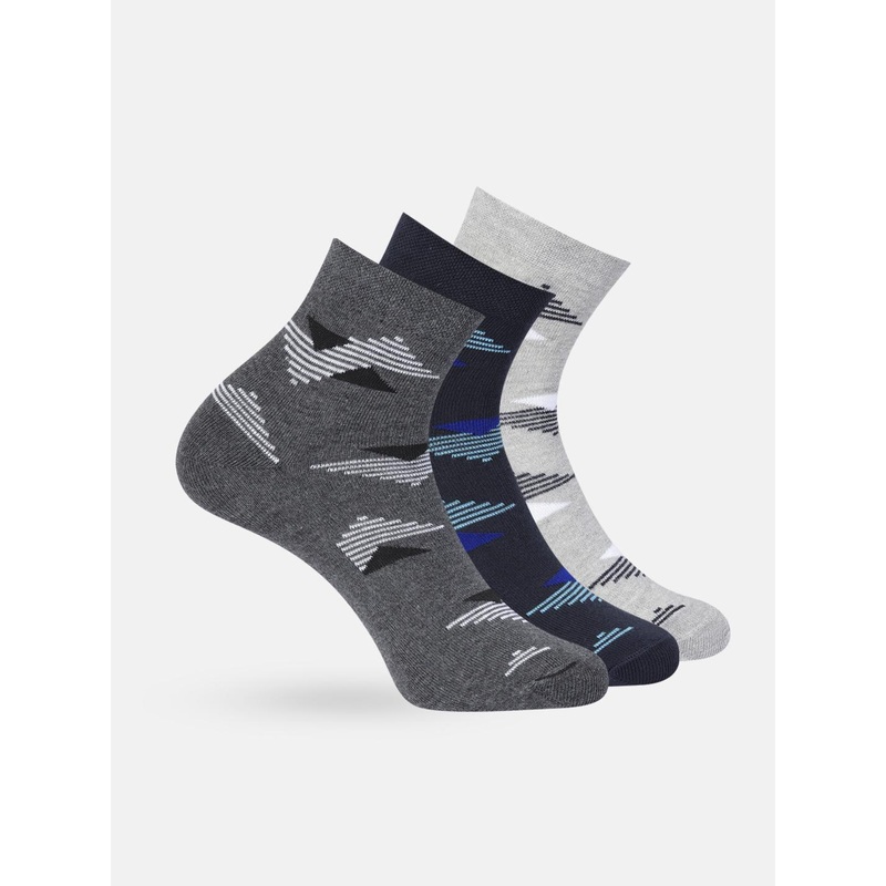 Mast & Harbour Men Set Of 3 Woven Design Patterned Above Ankle Cotton Socks