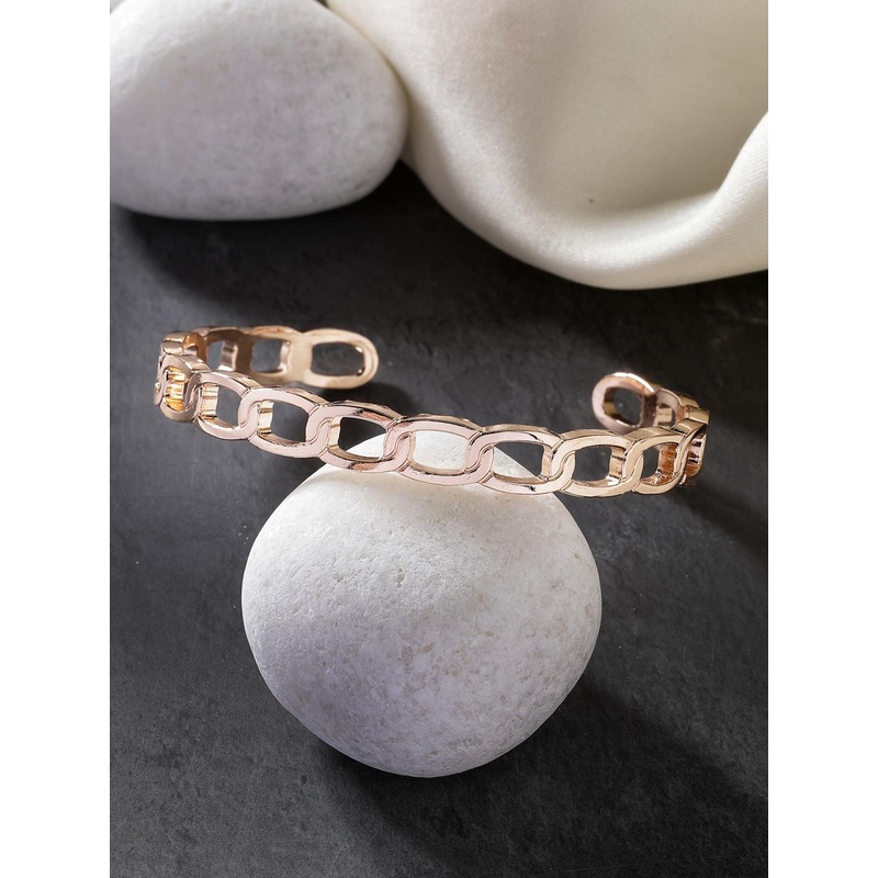 Roadster Men Rose Gold Metal Cuff Bracelet
