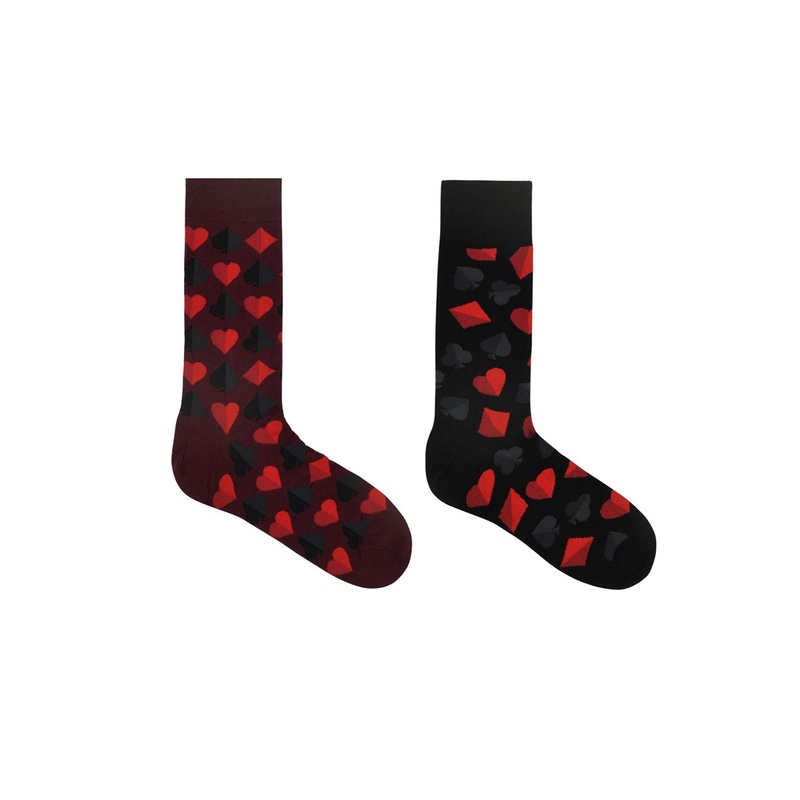 Socksxpress Men Pack of 2 Maroon & Black Patterned Calf-Length Cotton Socks