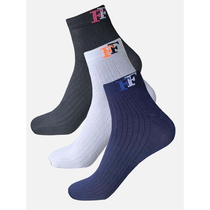 StyFun Men Pack Of 3 Striped Organic Cotton Odour Free Ankle-Length Socks