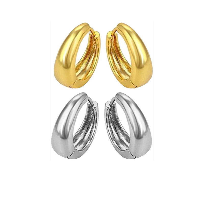Teeragaj Set of 2 Contemporary Hoop Earrings
