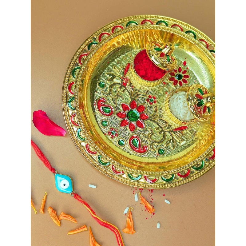 Anouk Evil Eye Rakhi & Greeting Card With Pooja Thali