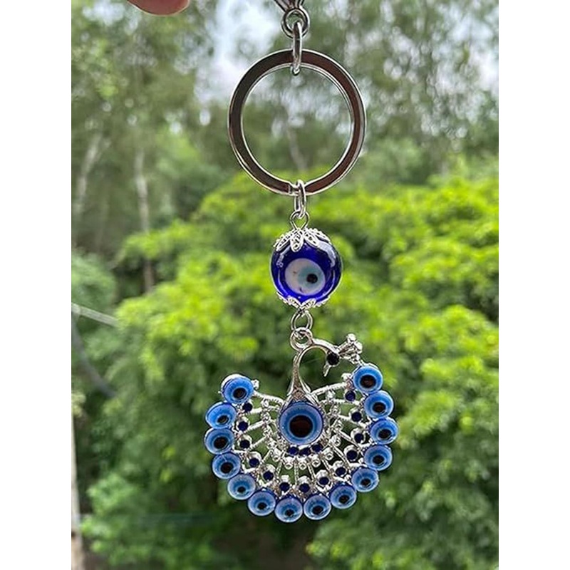 AUGEN Evil Eye Peacock Textured Metal Key Chain