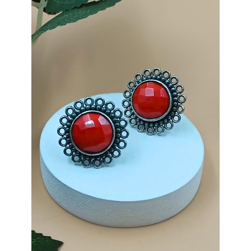 BLACKBOX Oxidised Artificial Stone Studded Earring