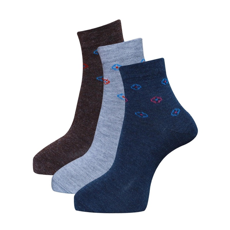Dollar Socks Men Pack Of 3 Pure Woolen Ankle Length Socks