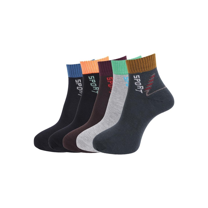 Dollar Socks Men Pack Of 5 Assorted Ankle-Length Cotton Socks