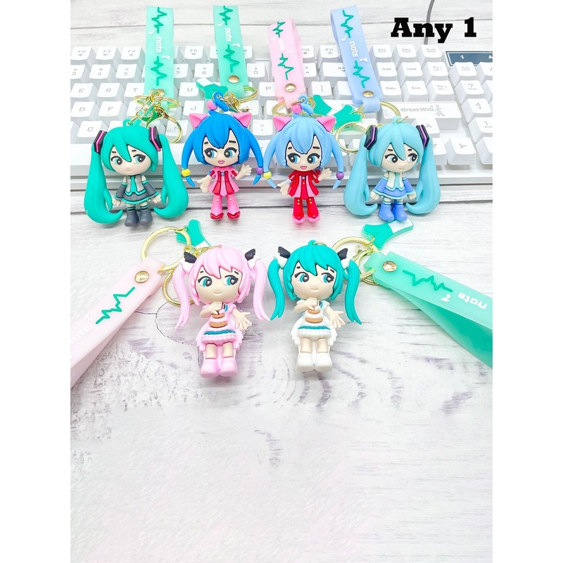 Flenzy ANY1 Color 3D Hatsune Miku Cartoon Keychain With Silicone Belt