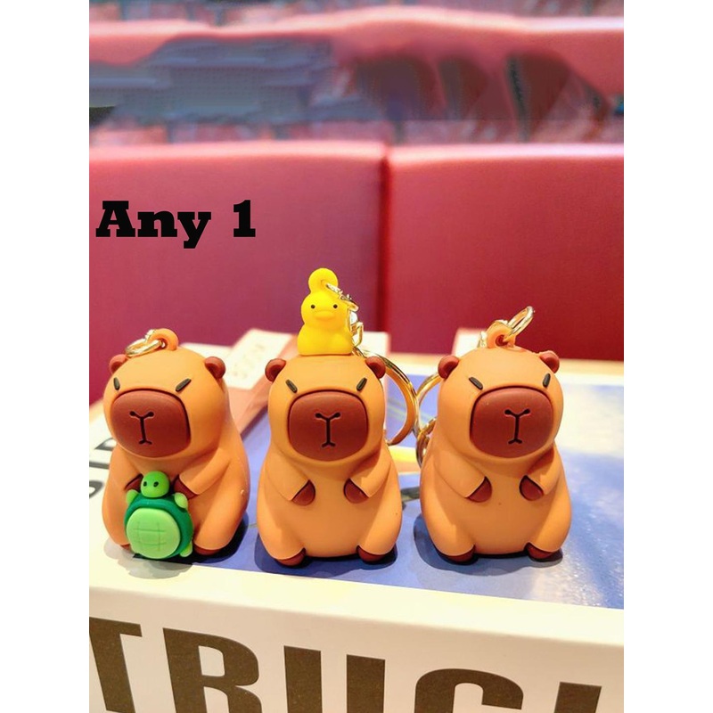 Flenzy  Mini Capybara Doll keychain With Silicone Belt