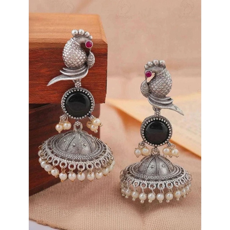 HHJEWELRY Black Brass Earrings