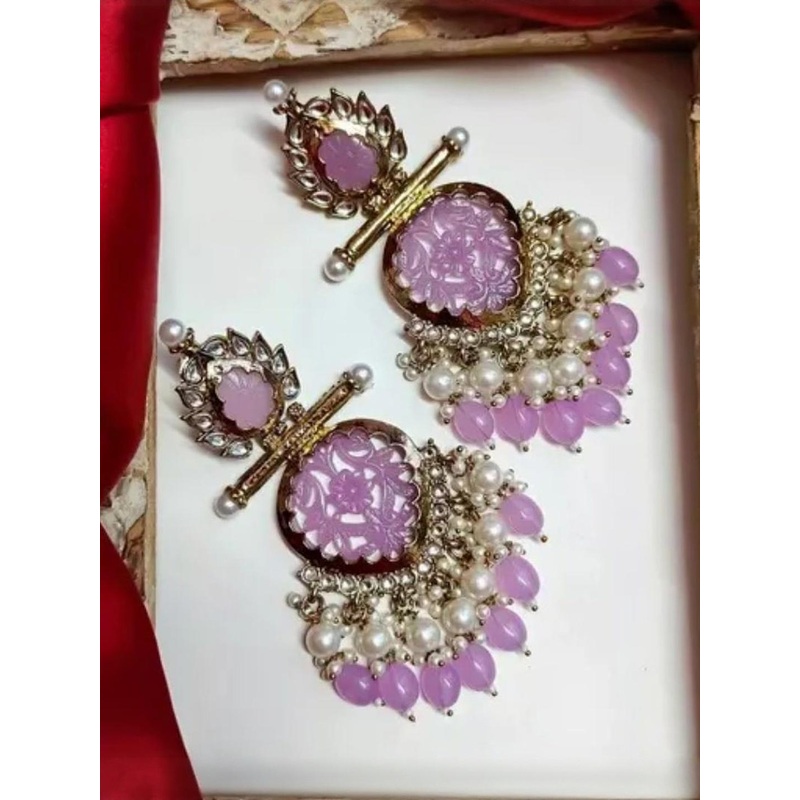 HHJEWELRY Maroon Brass Earrings