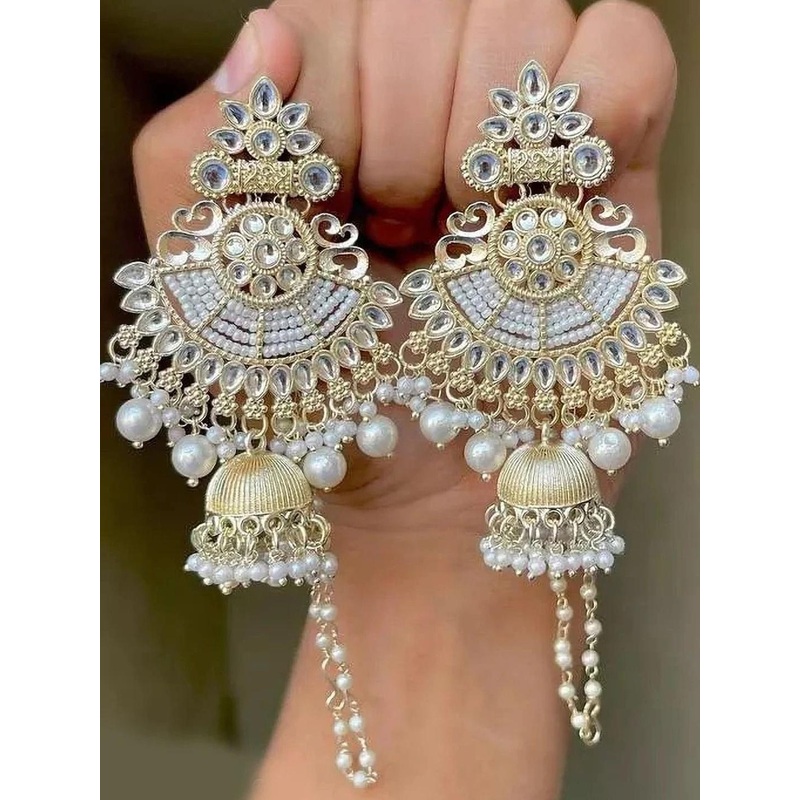 HHJEWELRY White Brass Earrings