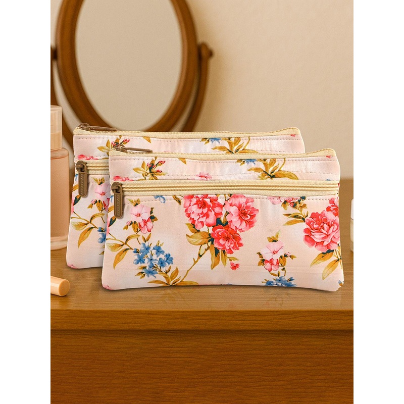 Kuber Industries Set Of 2 Floral Printed Make-Up Pouch