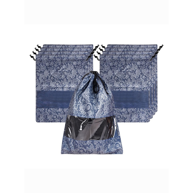 Kuber Industries Set Of 9 Printed Non-Woven Shoe Cover Bags with Transparent Window