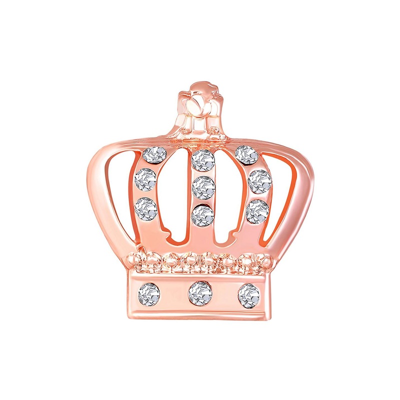 Mahi Men Crystal-Studded  Crown Shaped Lapel Pin