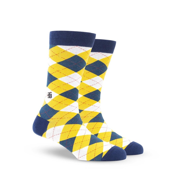 SockSoho Men Checked Cotton Calf-Length Socks