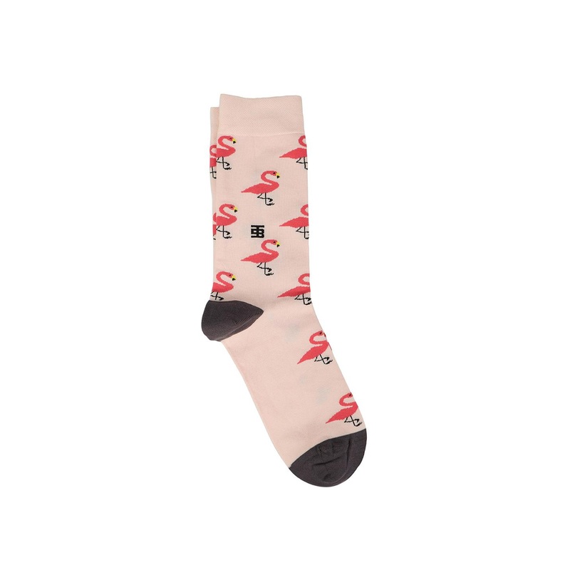 SockSoho Men Flamingo Patterned Calf-Length Socks