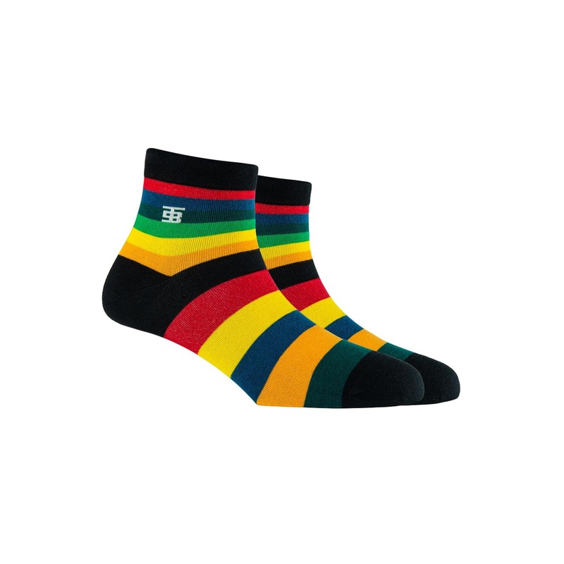 SockSoho Men Yellow & Black Striped Ankle-Length Socks