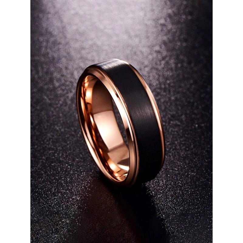 Yellow Chimes Men Black Platinum Plated Titanium Steel Never Fading Ring