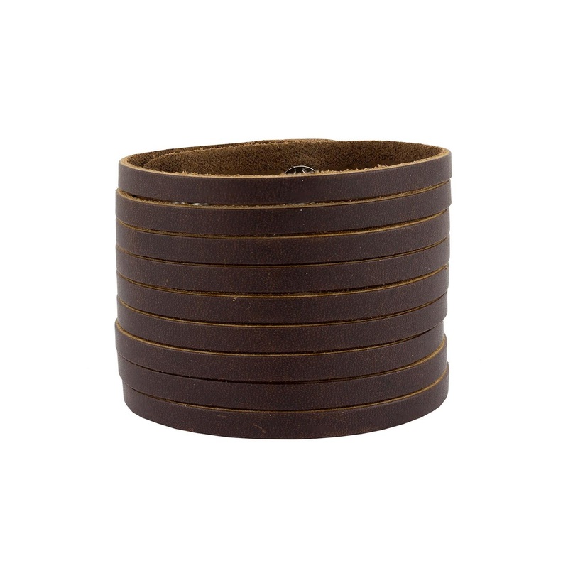 ZIVOM Men Brown Leather Wraparound Bracelet