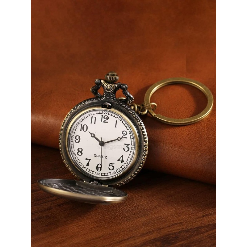 AUGEN Pocket Watch Clock Retro Vintage Key Chain