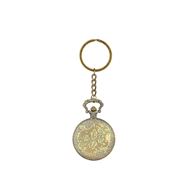 AUGEN Textured Metal Circle Retro Key Chain With Key Ring