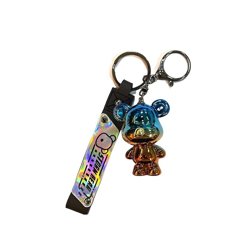 AUGEN Textured Metal Teddy Bear Storm Bear Key Chain With Key Ring