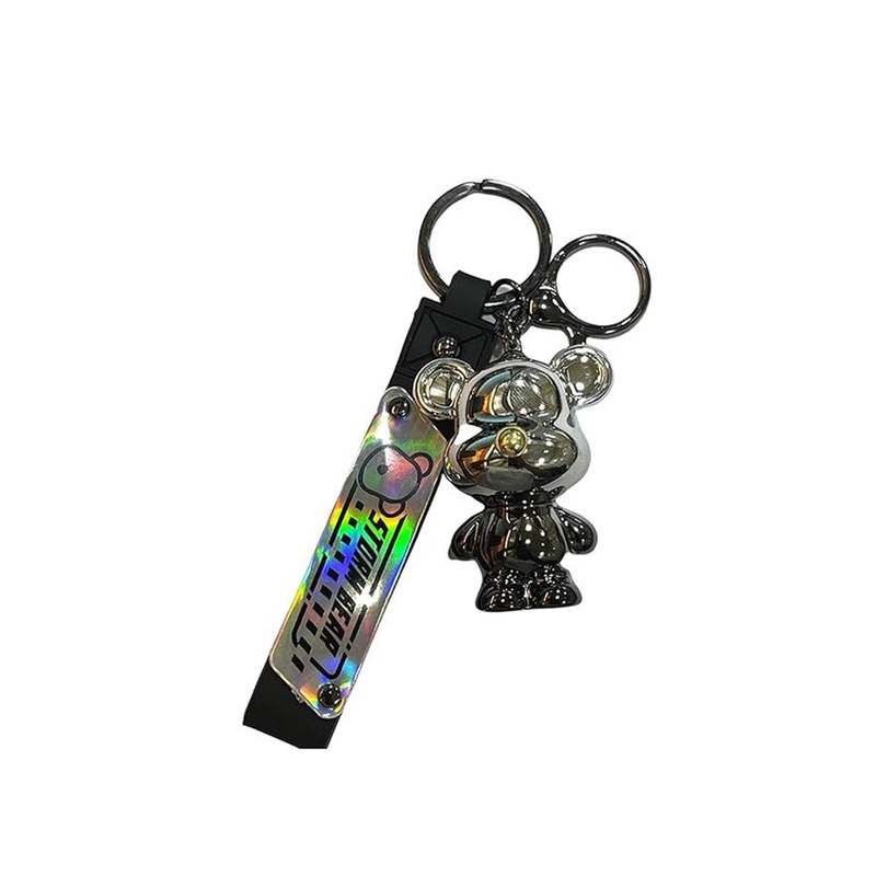 AUGEN Textured Metalic Teddy Bear Storm Bear Key Chain