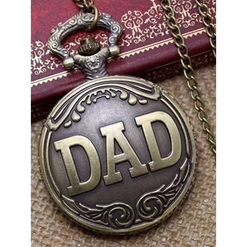AUGEN Textured Premium Pocket Watch Design Dad Retro Vintage Key Chain