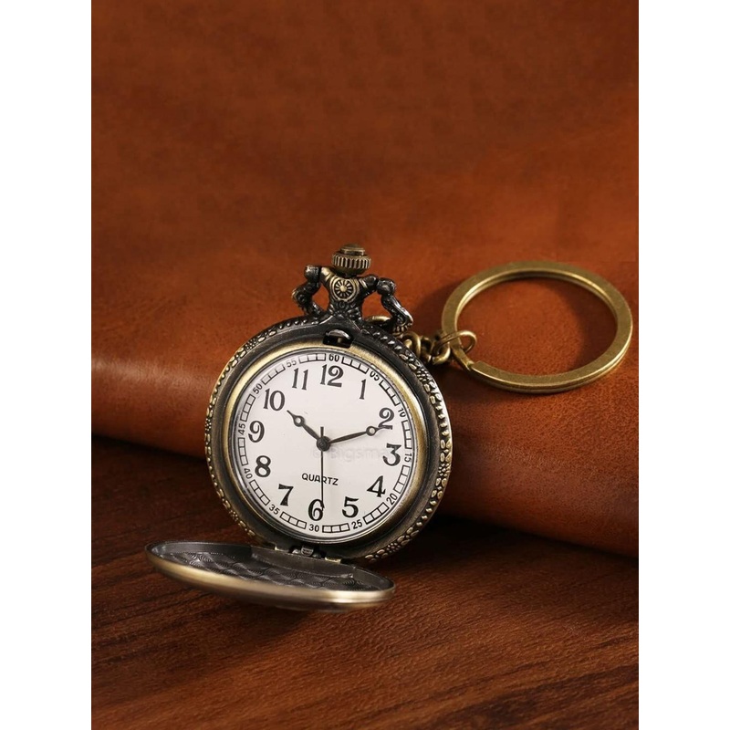 AUGEN Textured Premium Pocket Watch Design Vintage Key Chain