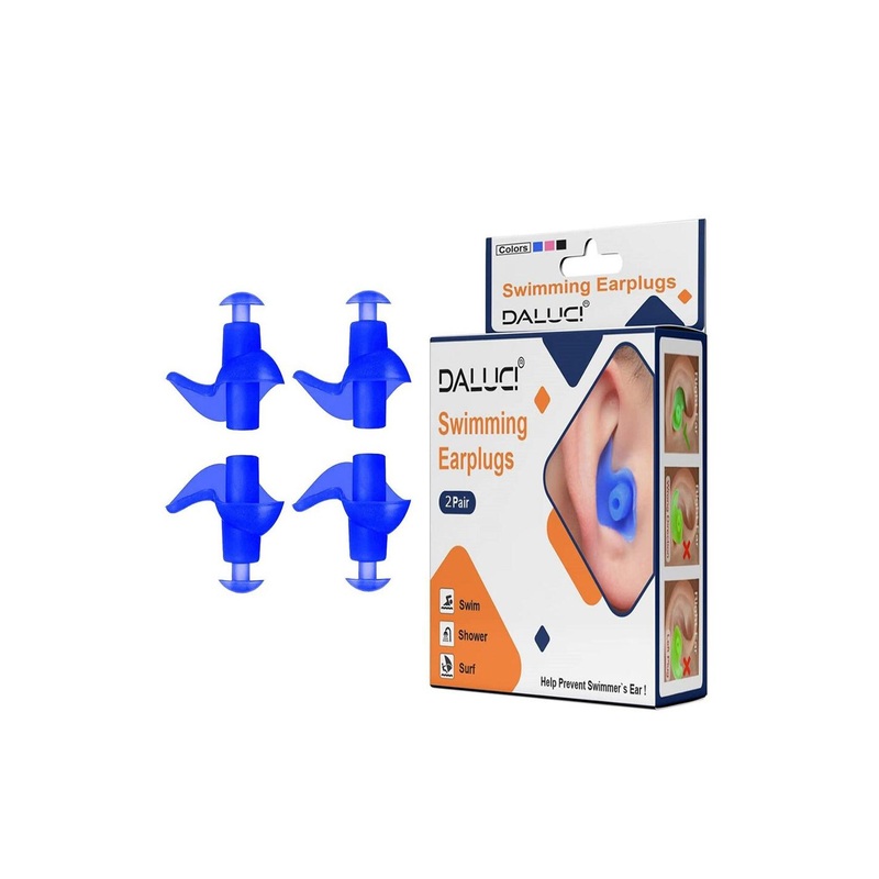 DALUCI Pair Of 2 Waterproof Anti slide Reusable Swim Earplugs