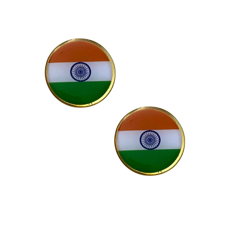 FURE Gold-Toned Plated Magnetic Indian Flag Lapel Pin Brooch
