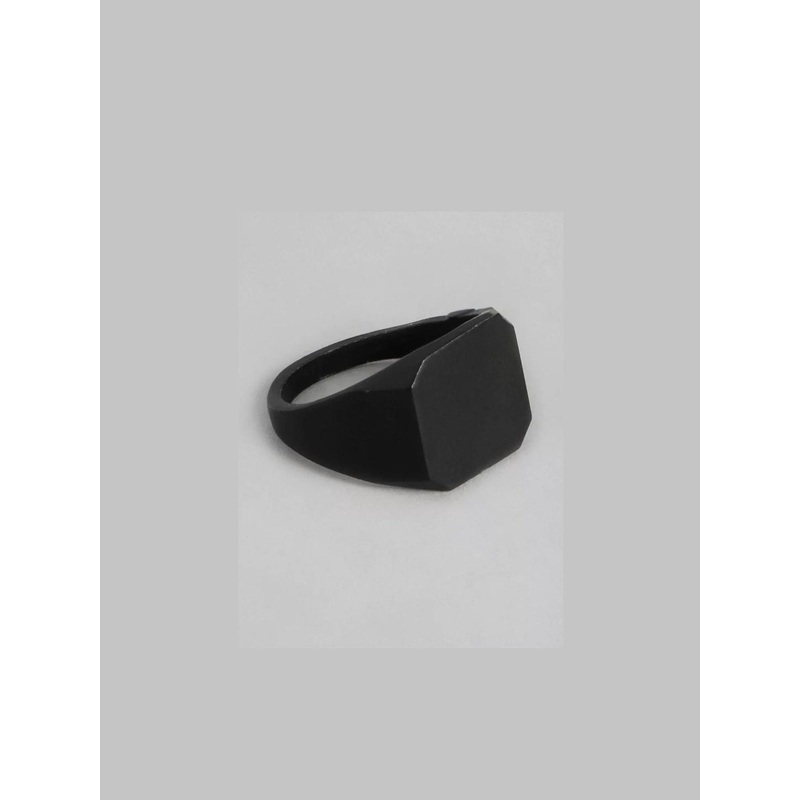 J.S ENTERPRISES Unisex Black Stainless Steel Finger Ring
