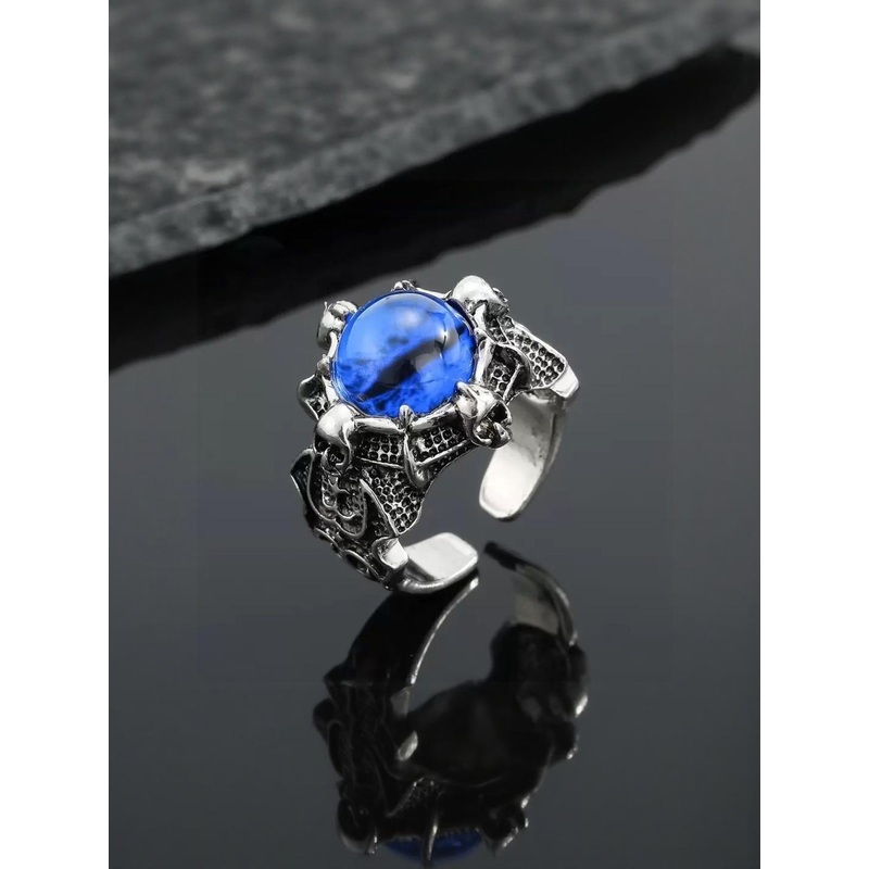 J.S ENTERPRISES Unisex Blue Stainless Steel Finger Ring