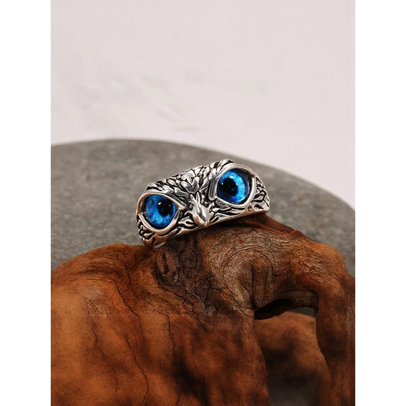 J.S ENTERPRISES Unisex Handcrafted Stainless Steel Owl Finger Ring